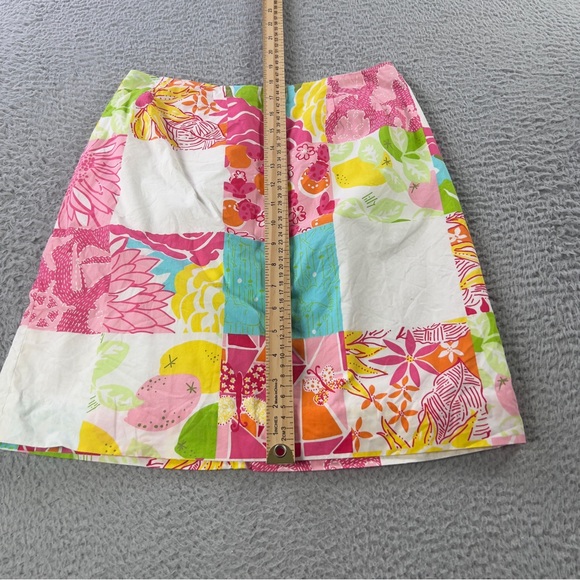 Lilly Pulitzer Skirt Womens 4 Multicolor Patchwork Print Lined Cotton Preppy - Picture 4 of 10